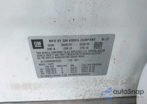 2022 Chevrolet Trax Fwd Ls from USA, damaged, VIN KL7CJKSM0NB535344